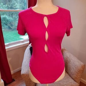 NWOT Wild Fable Hot Pink Cut out Stretchy Bodysuit Medium
